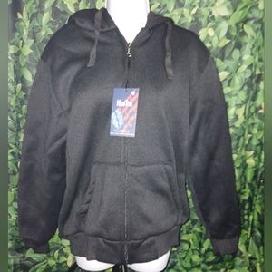 NWT HanTon Black Hooded Zipup Size Medium